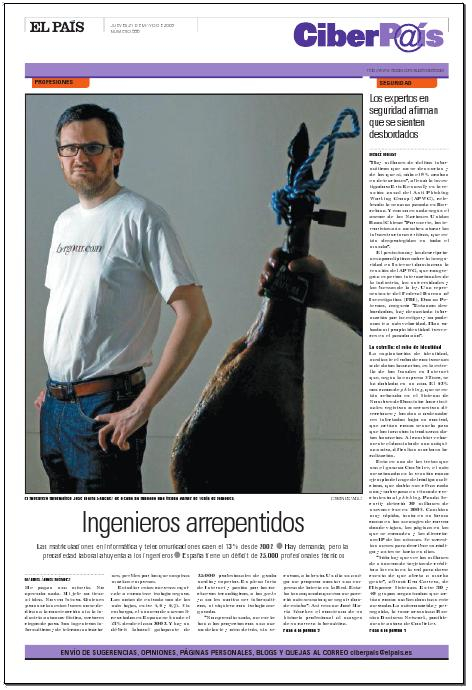 Jose María, en la portada de el CiberPais