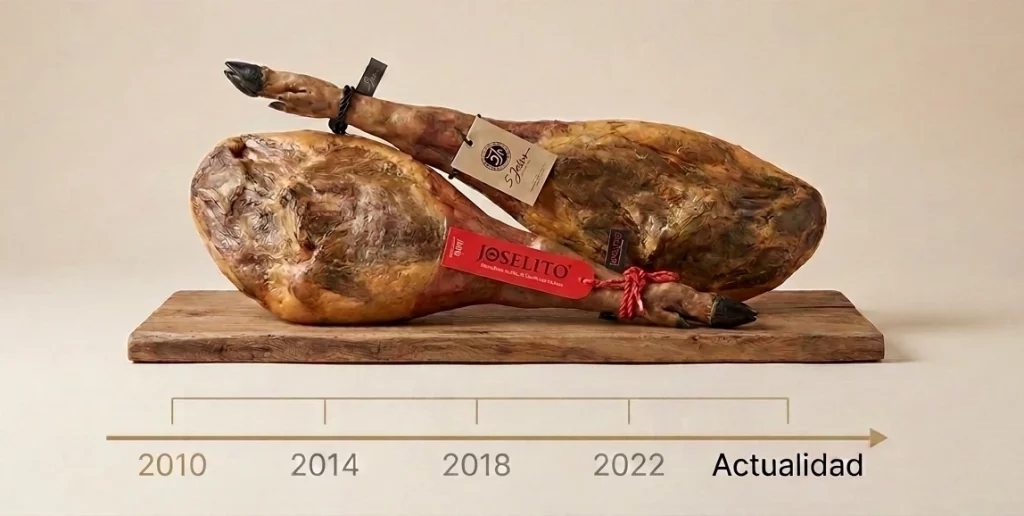 Evolución del precio de los jamones y paletillas 5 Jotas y Joselito entre 2010 y 2026