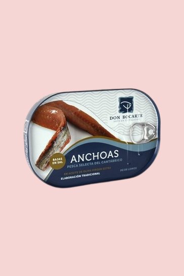 Anchoas del Cantábrico Don Bocarte en aceite de oliva, bajas en sal (198 gr - 26/28 lomos)