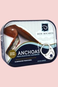 Anchoas del Cantábrico Don Bocarte en aceite de oliva, bajas en sal (85 gr - 13/15 lomos)