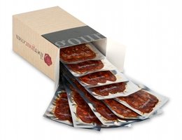 Caja con Chorizo ibérico de bellota de Extremadura en lonchas