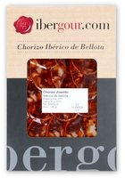 Chorizo ibérico de bellota de Extremadura en lonchas en un estuche