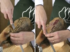 Secuencia que indica cómo pelar el jamón