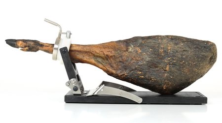 Jamonera Jamotec JP Luxe con jamón sobre el plegado