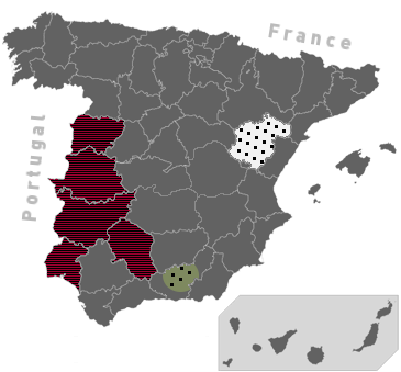 Mapa de España: zonas de elaboración de jamón