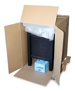 Mesa jamonera Buarfe lista para ser enviada en un palé