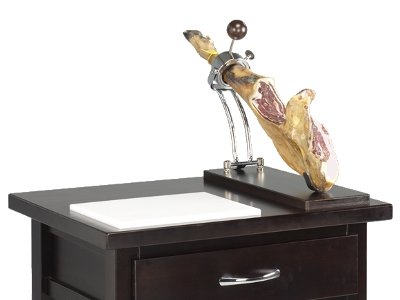 Superficie de la mesa, con soporte jamonero